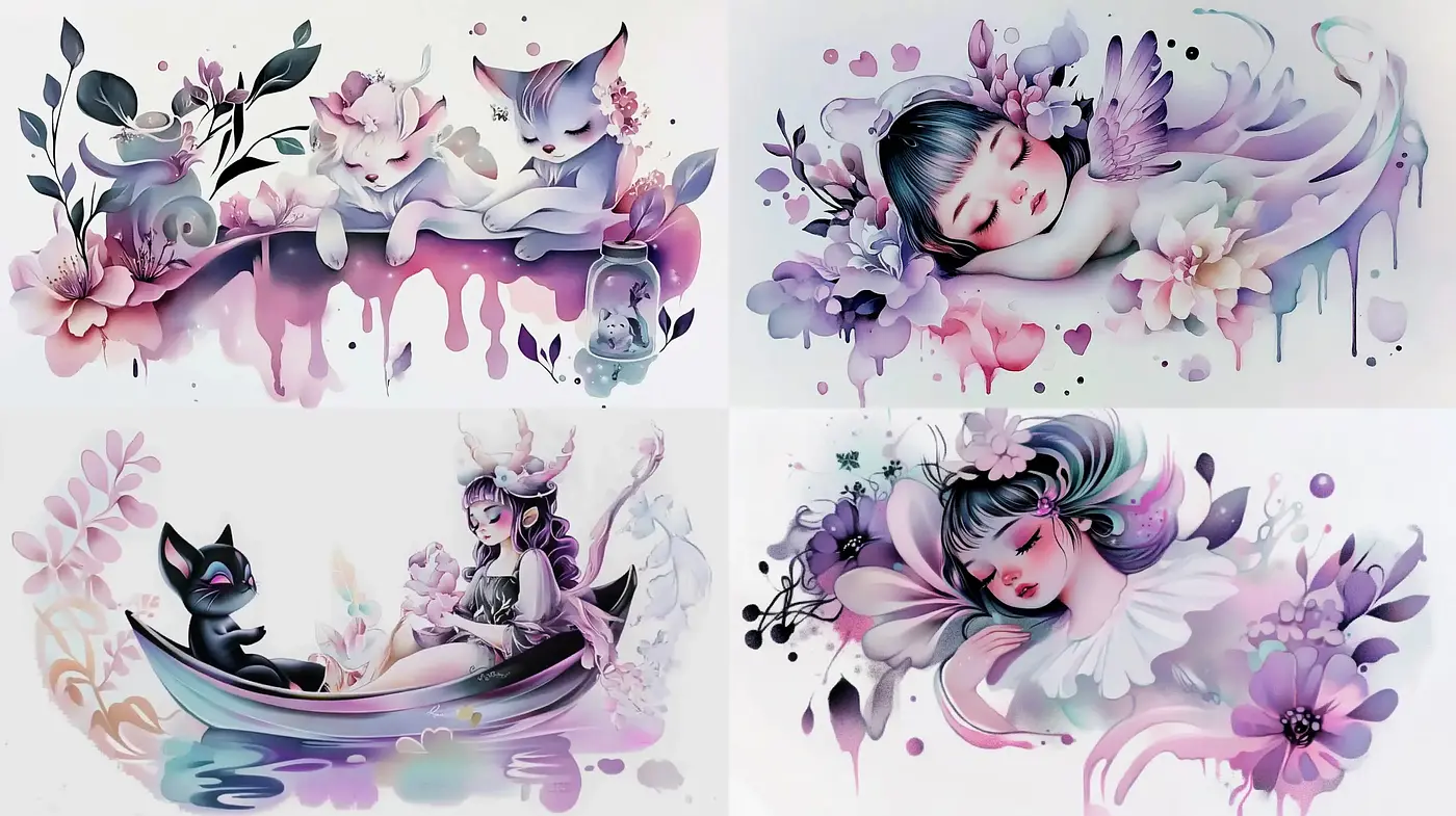 Whimsical Dreamscapes with Ethereal Elegance - Midjourney sref style