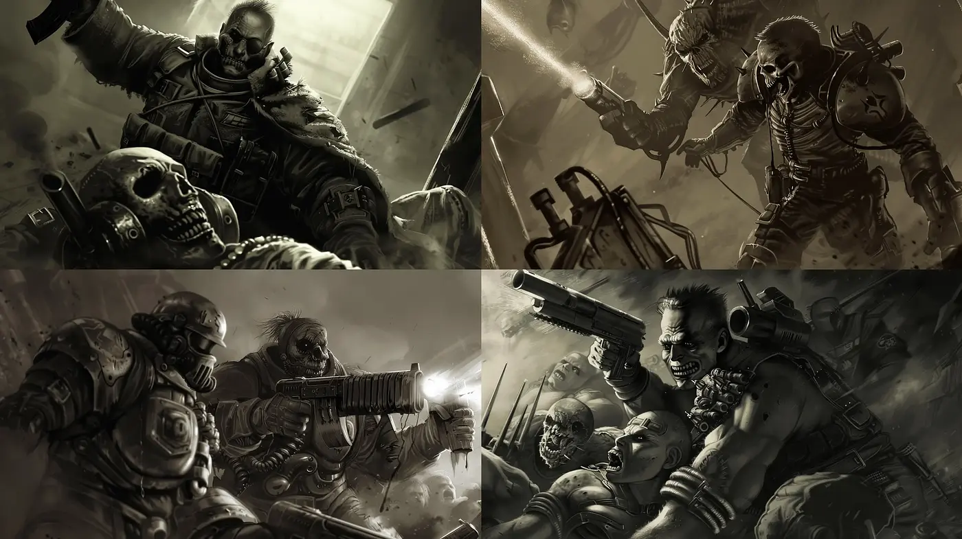 Monochromatic Grit: A Homage to Post-Apocalyptic Resolve - Midjourney sref style