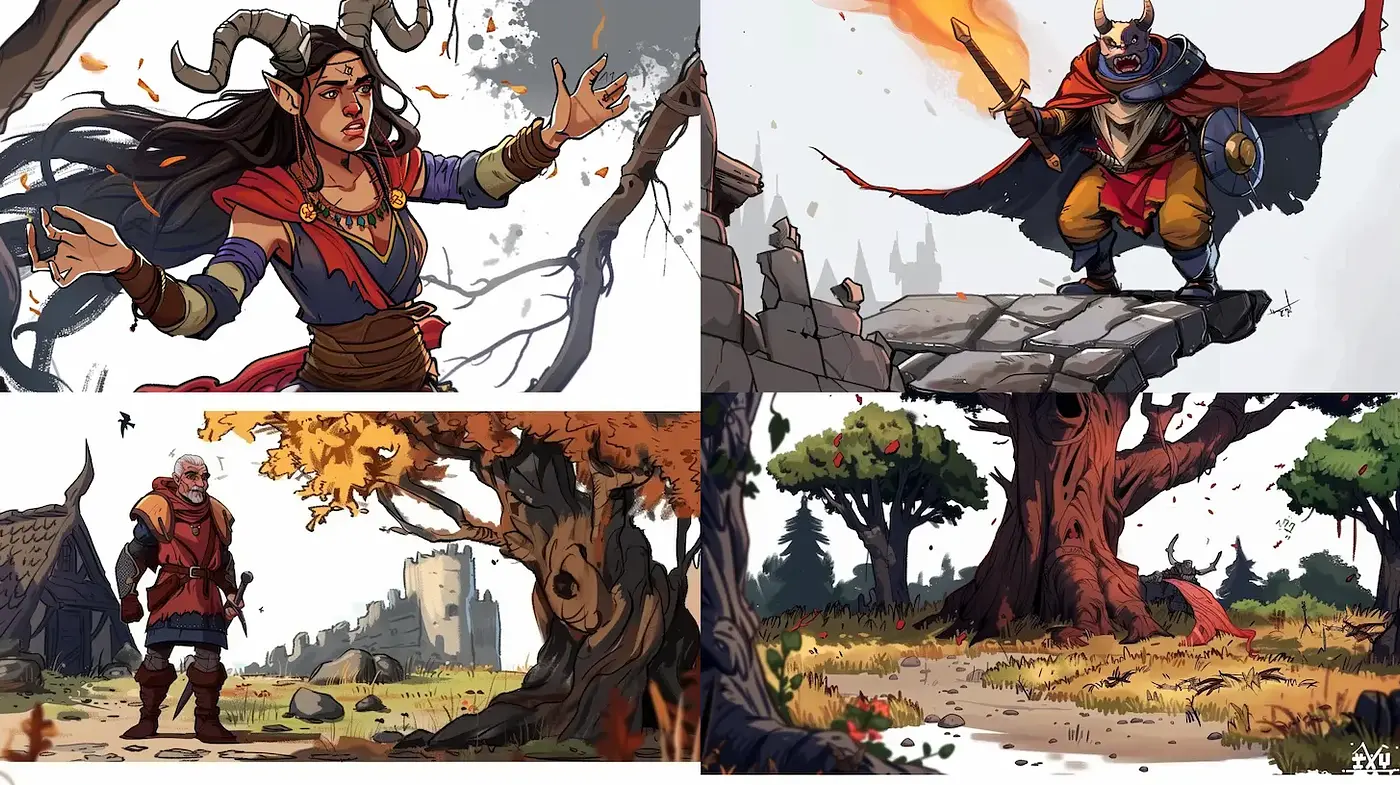 Dynamic and Vibrant Fantasy Illustration with Touches of Adventure - Midjourney sref style