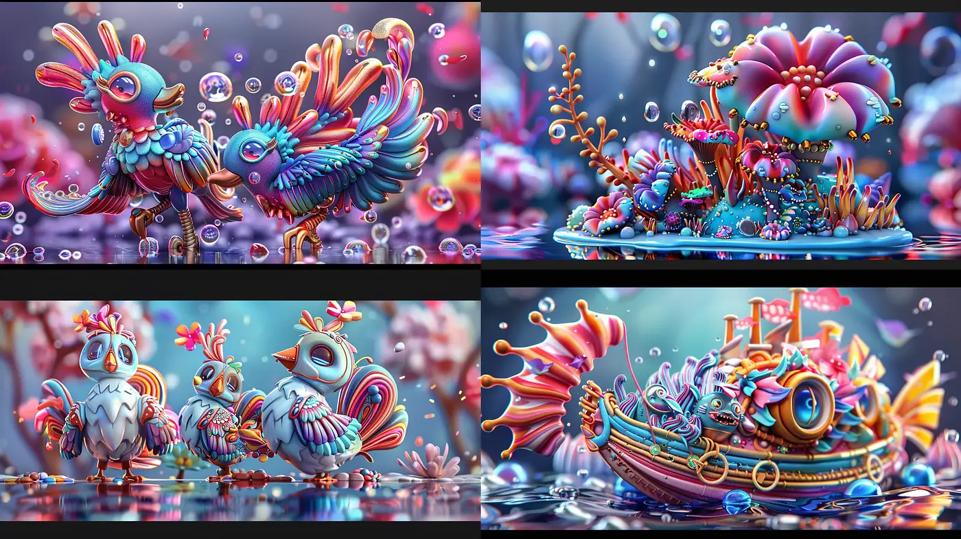 Surreal Technicolor Dreamscape - Midjourney sref style