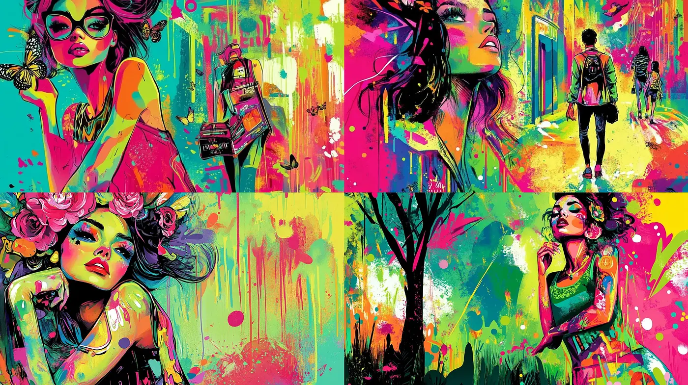 Vibrant Graffiti-Art Fusion with Expressive Pop Art Overtones - Midjourney sref style
