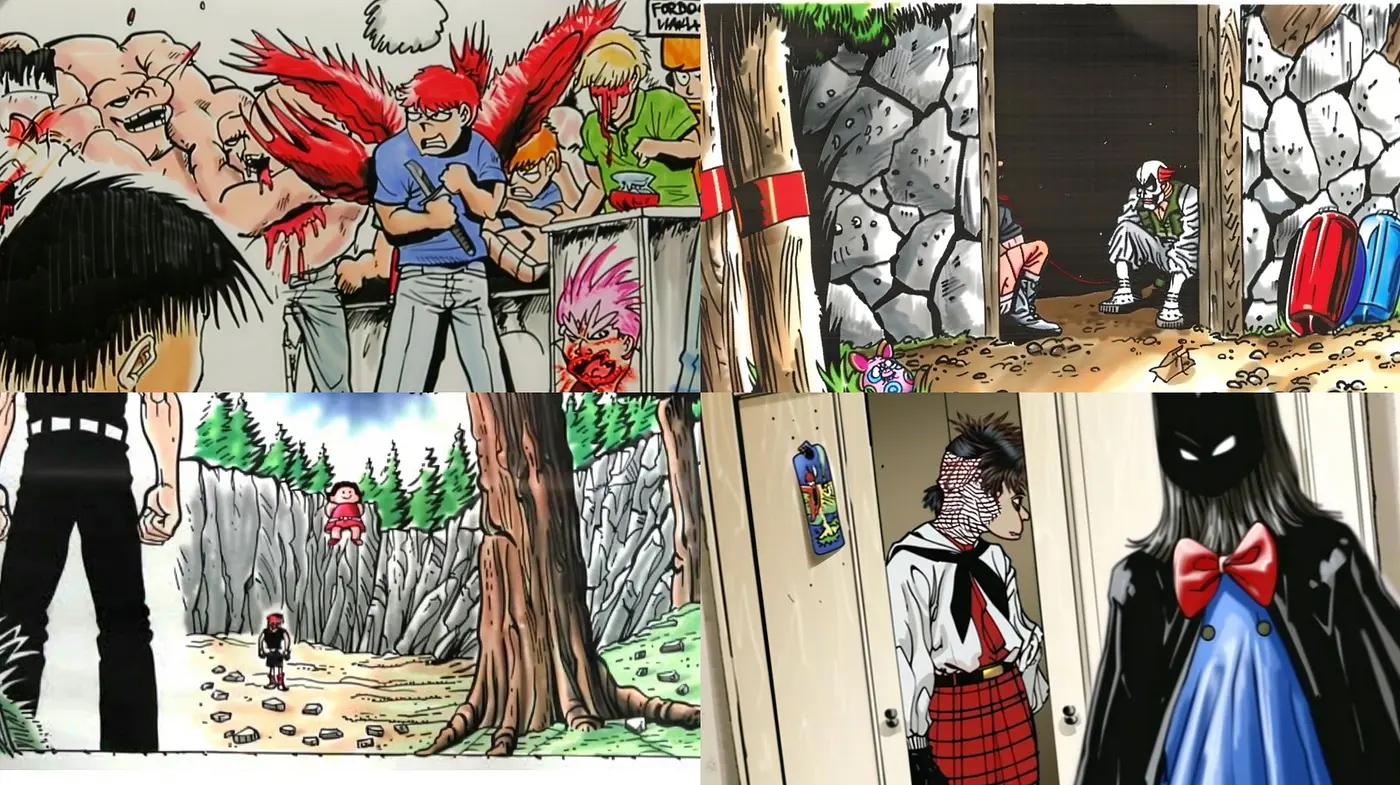 Manga-Inspired Comic Fusion with a Nostalgic and Adventurous Essence - Midjourney sref style
