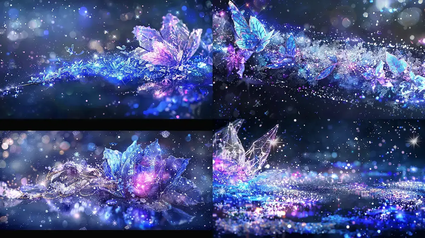 Ethereal Crystal Flora with Cosmic Elegance - Midjourney sref style