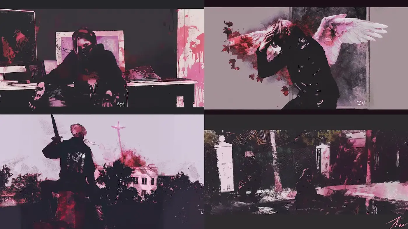 Dark, moody aesthetics with surreal elements and expressionist influences - Midjourney sref style