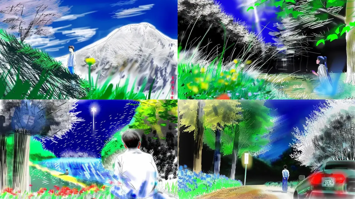 Whimsical and Dreamlike Landscape Illustrations with Vibrant Nature - Midjourney sref style