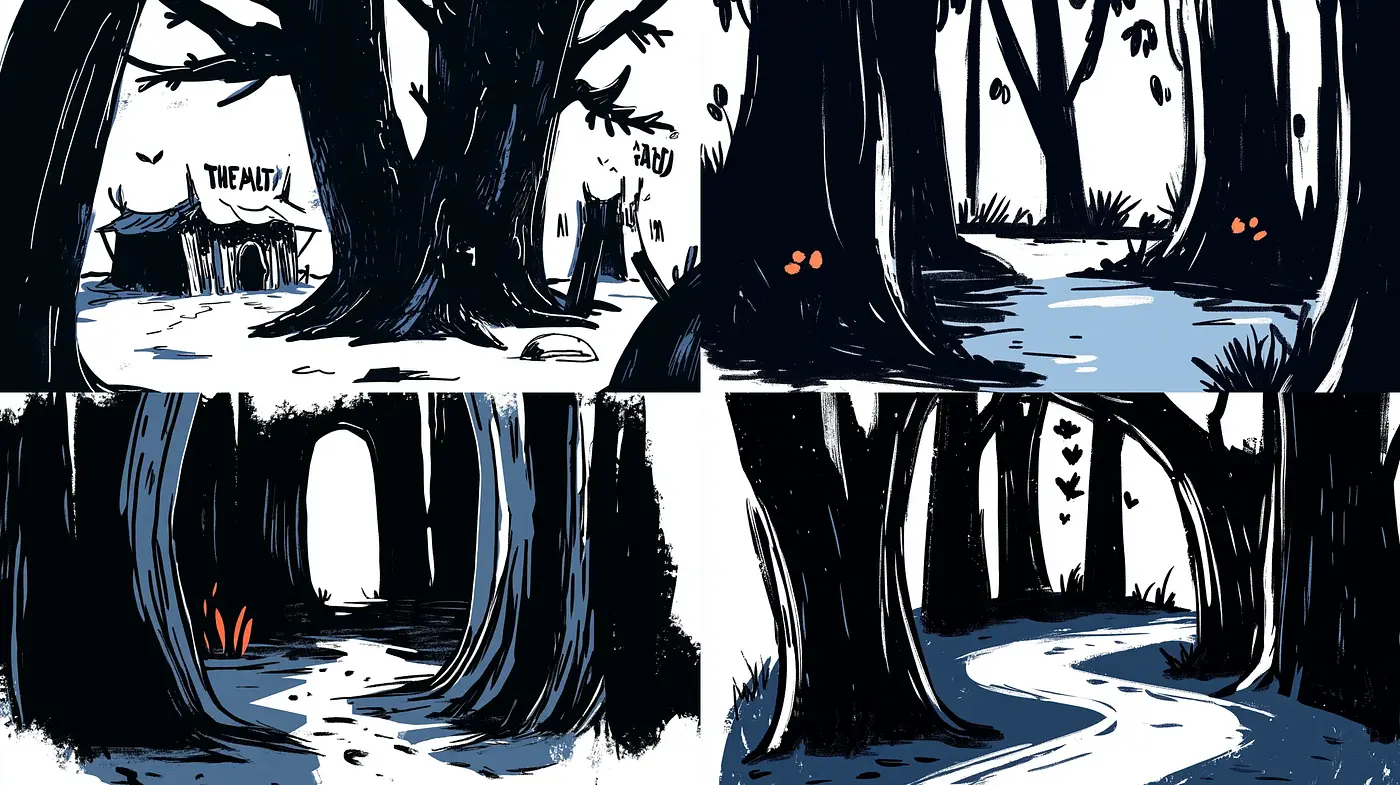 Enigmatic Twilight: The Stylistic Fusion of Graphic Novels and Woodcut Art - Midjourney sref style