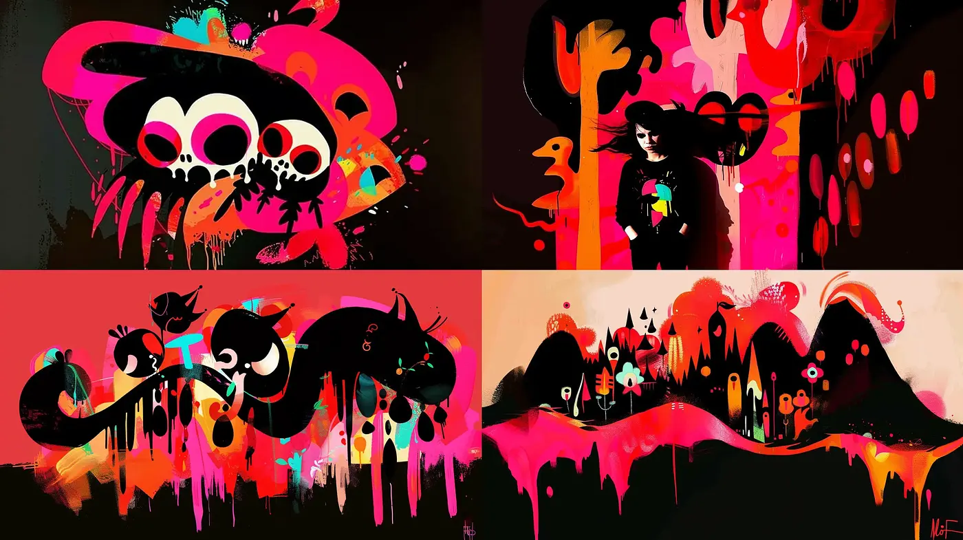 Vibrant Abstract Expressionism with Graffiti Infusion - Midjourney sref style