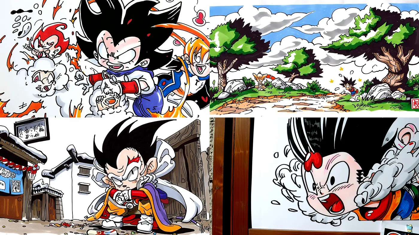 Consistent Elements in Diverse Manga-Inspired Illustrations - Midjourney sref style