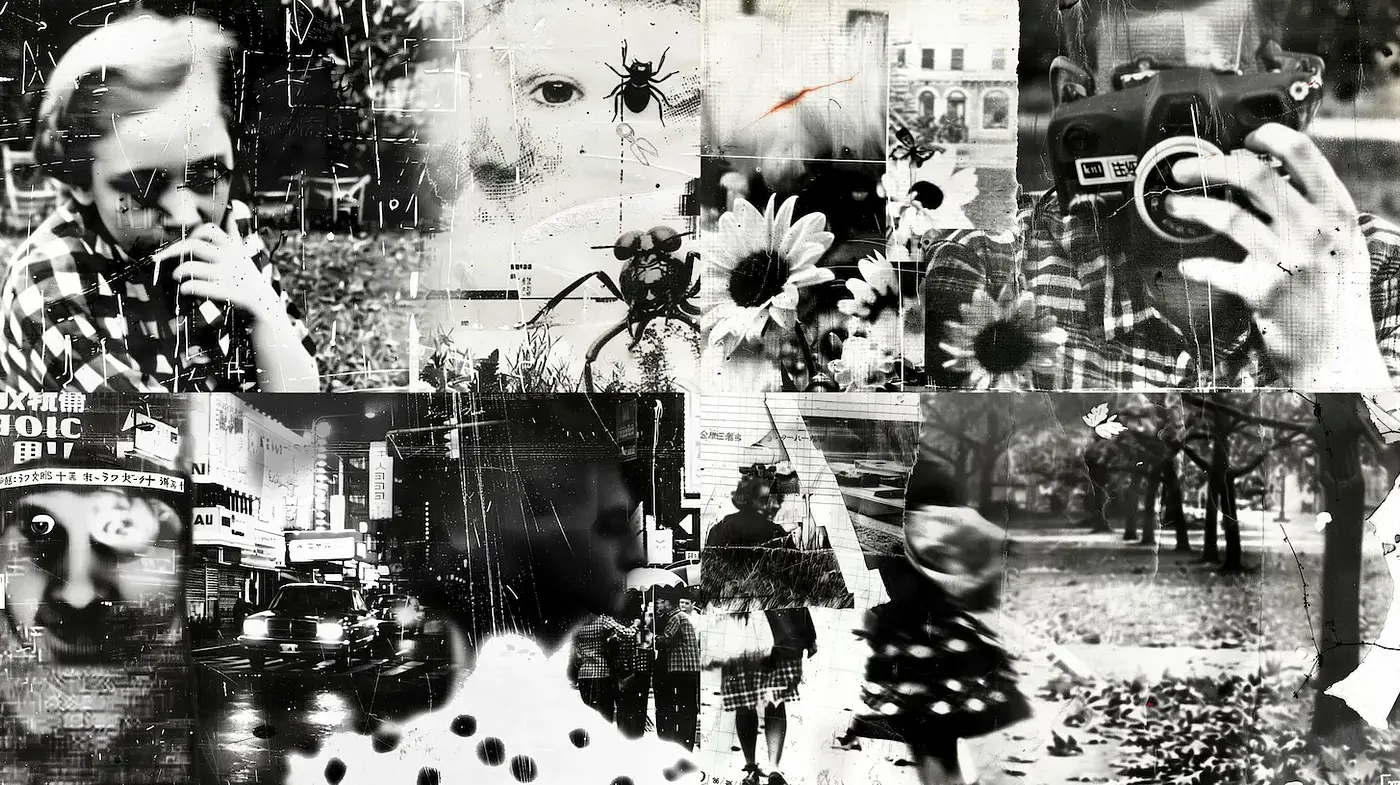 A Hauntingly Vintage Montage with Textured Layers - Midjourney sref style