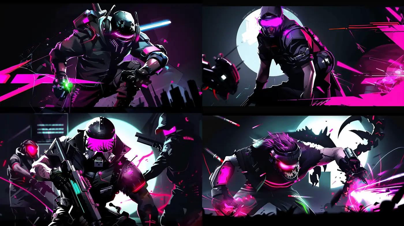 Cybernetic Synthwave Combatants - Midjourney sref style