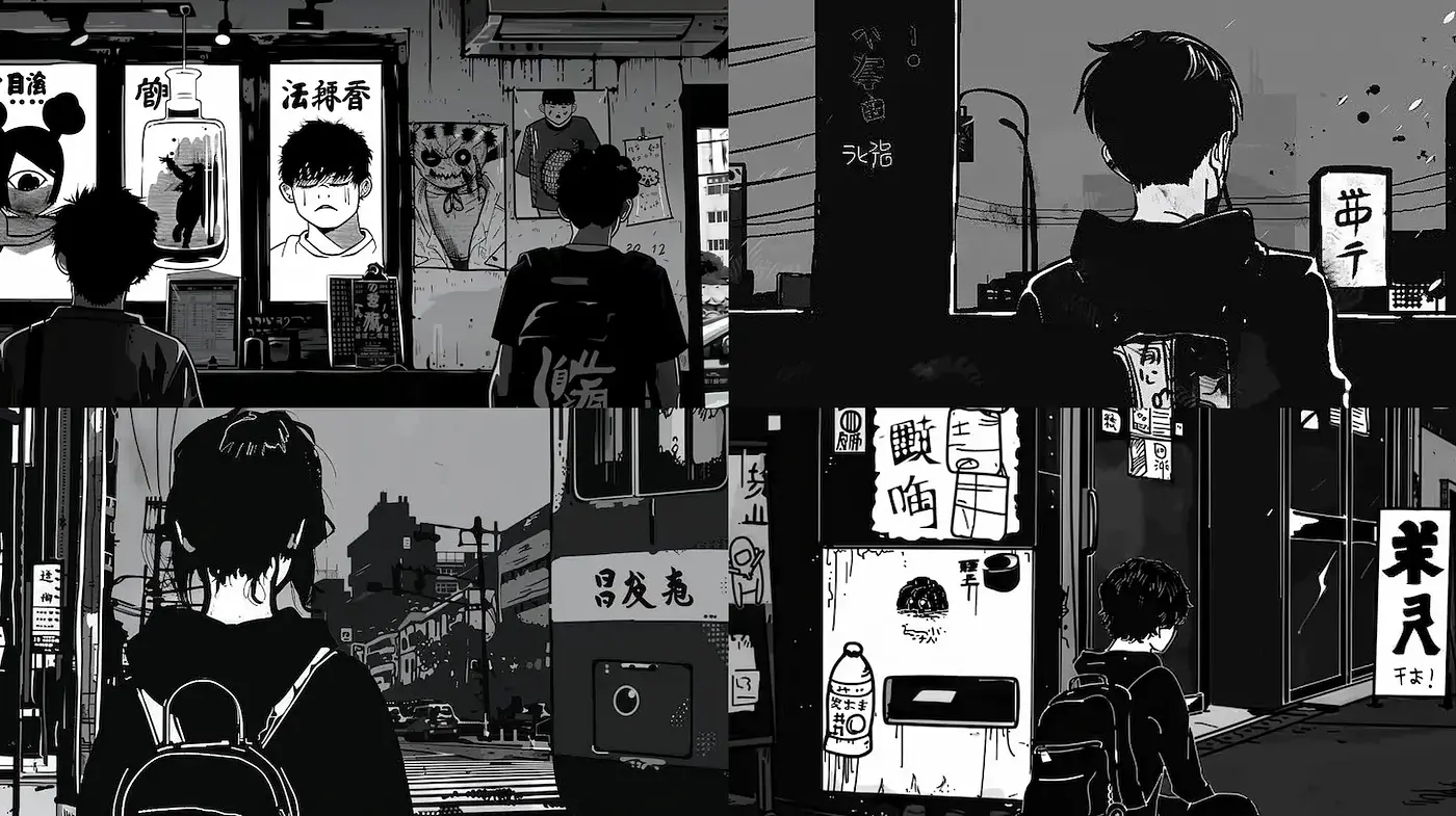Monochromatic Urban Aesthetics with a Nostalgic Vibe - Midjourney sref style