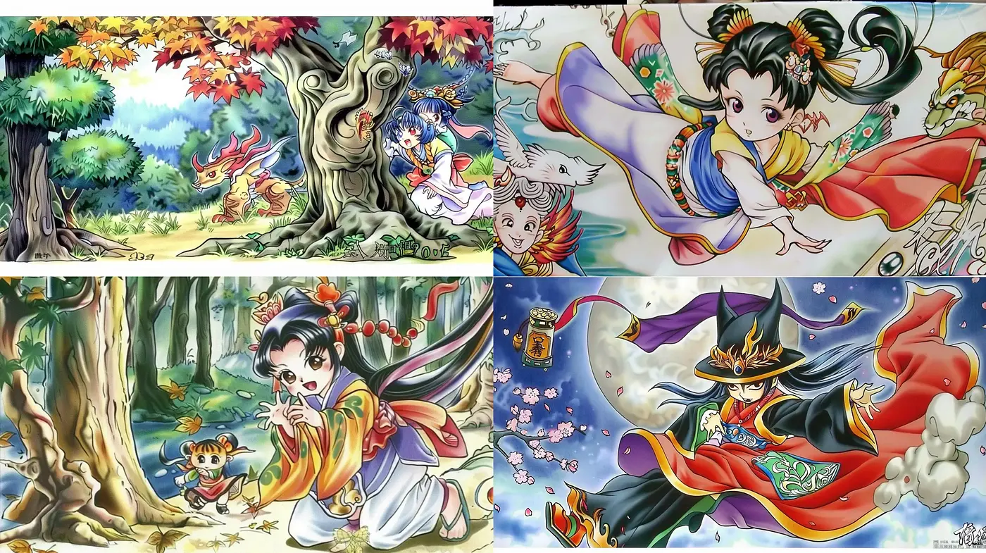 Vibrant Mythological Anime-Inspired Illustrations - Midjourney sref style