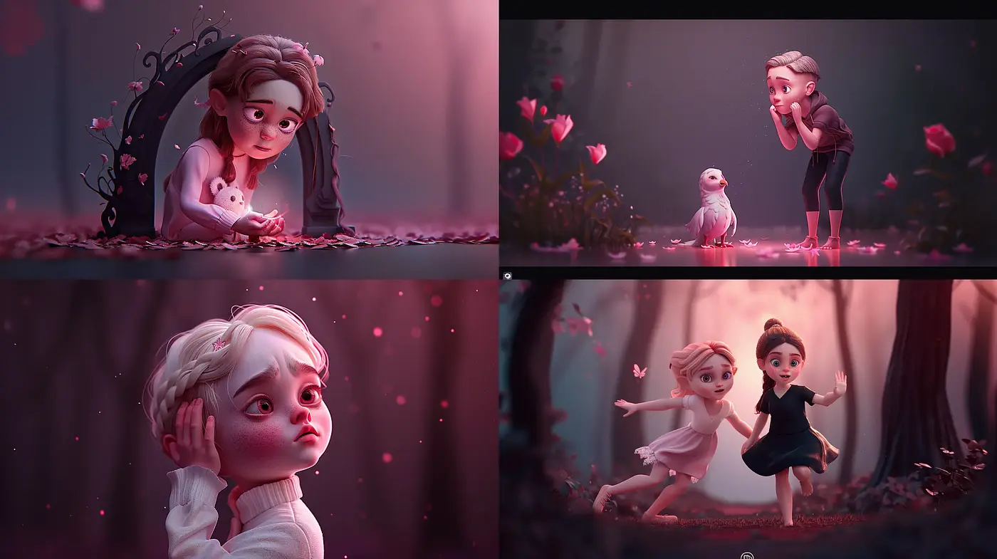 Enchanted Whimsy in a Twilight Forest: A Study in Digital Storybook Illustration - Midjourney sref style