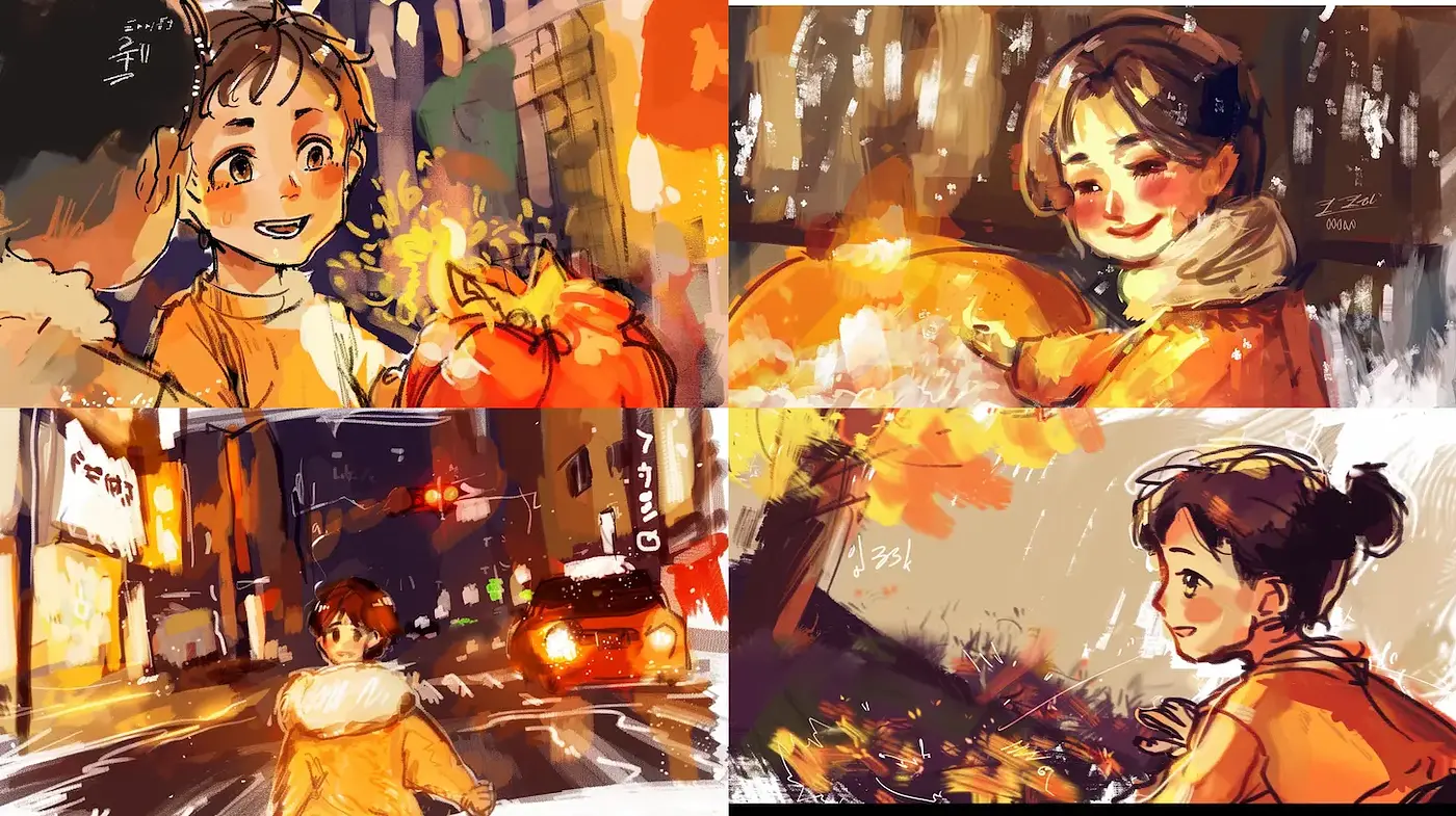 Vibrant, expressive urban scenes with a cozy atmosphere - Midjourney sref style