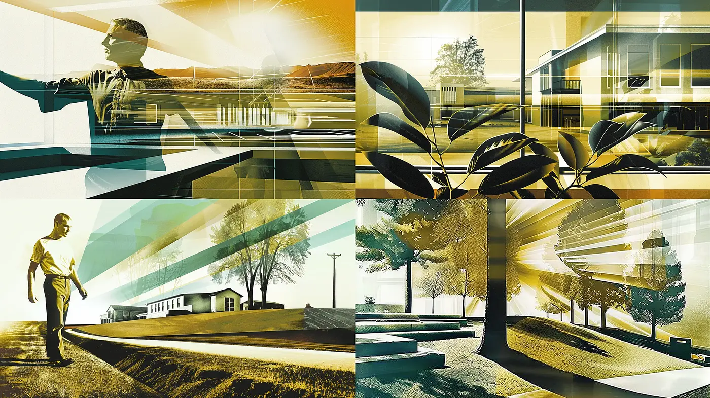 Harmonious Retrofuturistic Visions in Gold and Green - Midjourney sref style