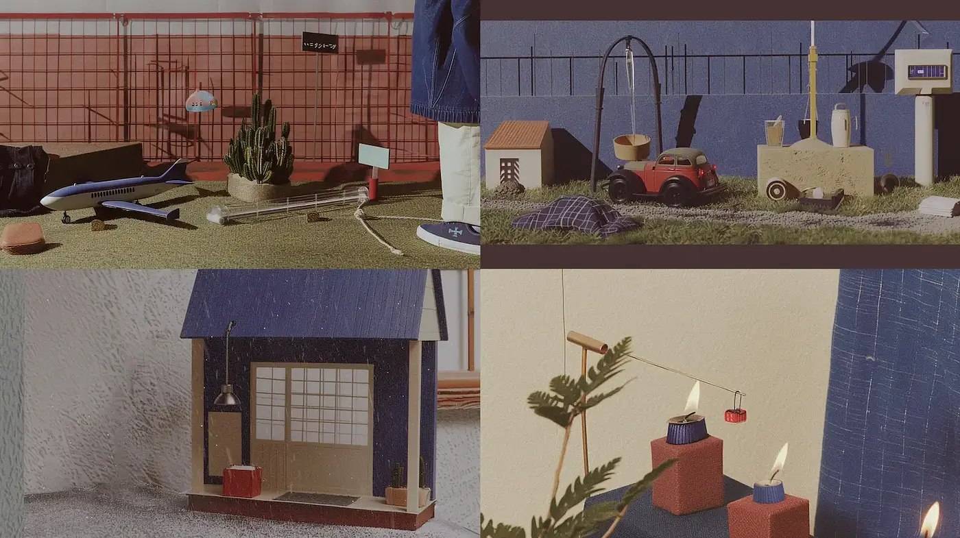 Whimsical still life with playful geometric forms and rich textures - Midjourney sref style