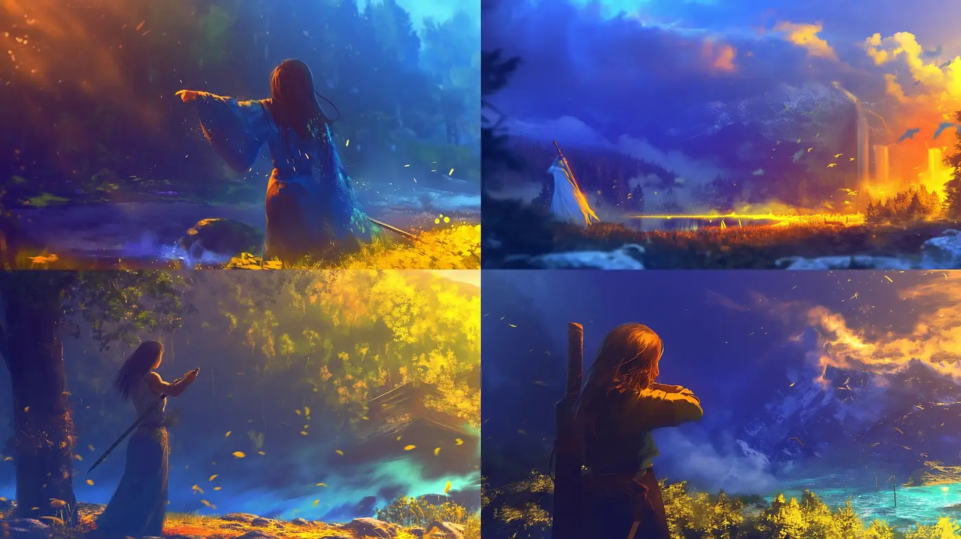 Ethereal Twilight Hues with Dynamic Impressionist Strokes - Midjourney sref style