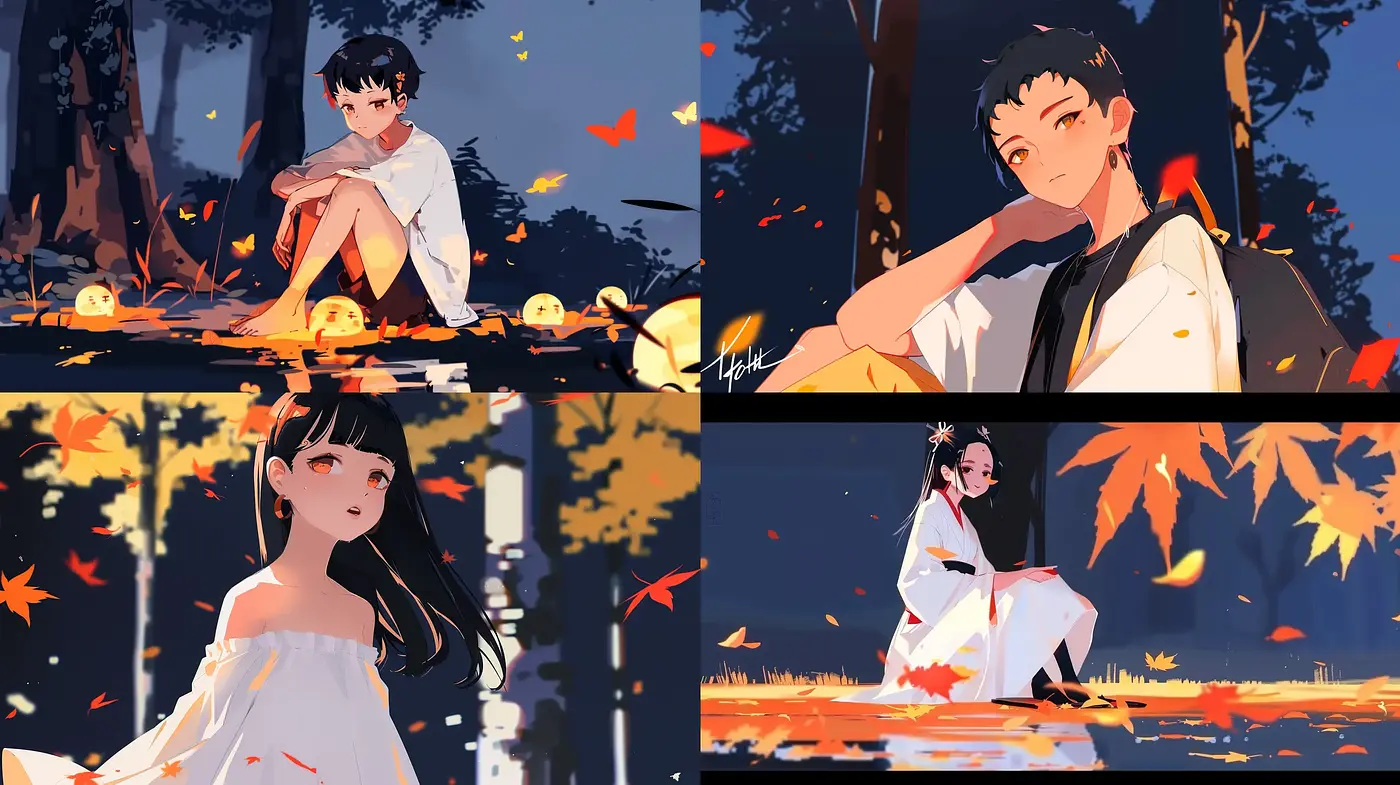 Twilight Serenity in Stylized Anime Illustration - Midjourney sref style