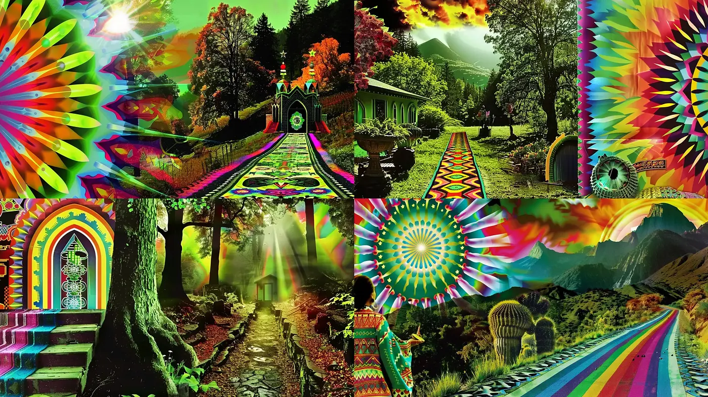 Psychedelic Dreamscape Fusion - Midjourney sref style