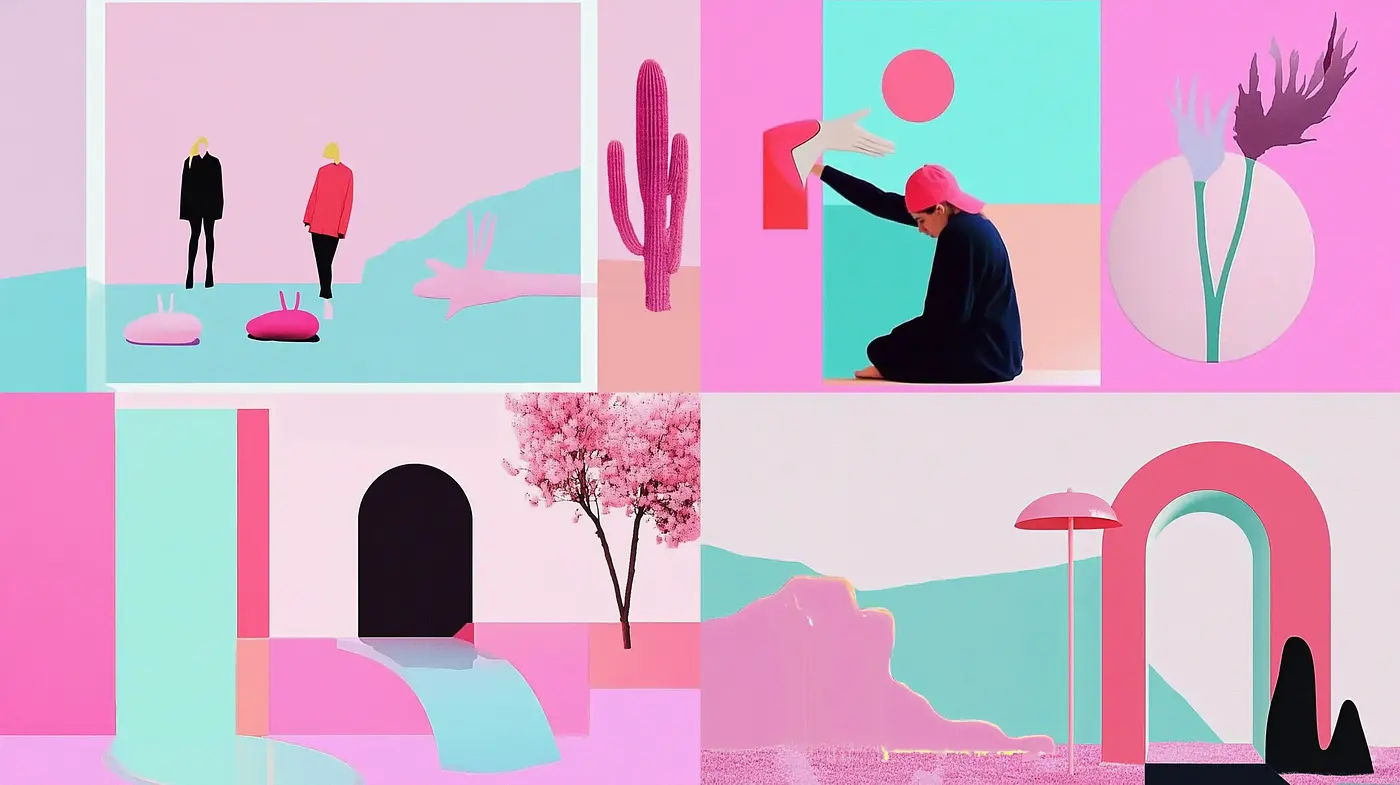 Synthetic Pastel Dreamscape of Geometric Simplicity - Midjourney sref style