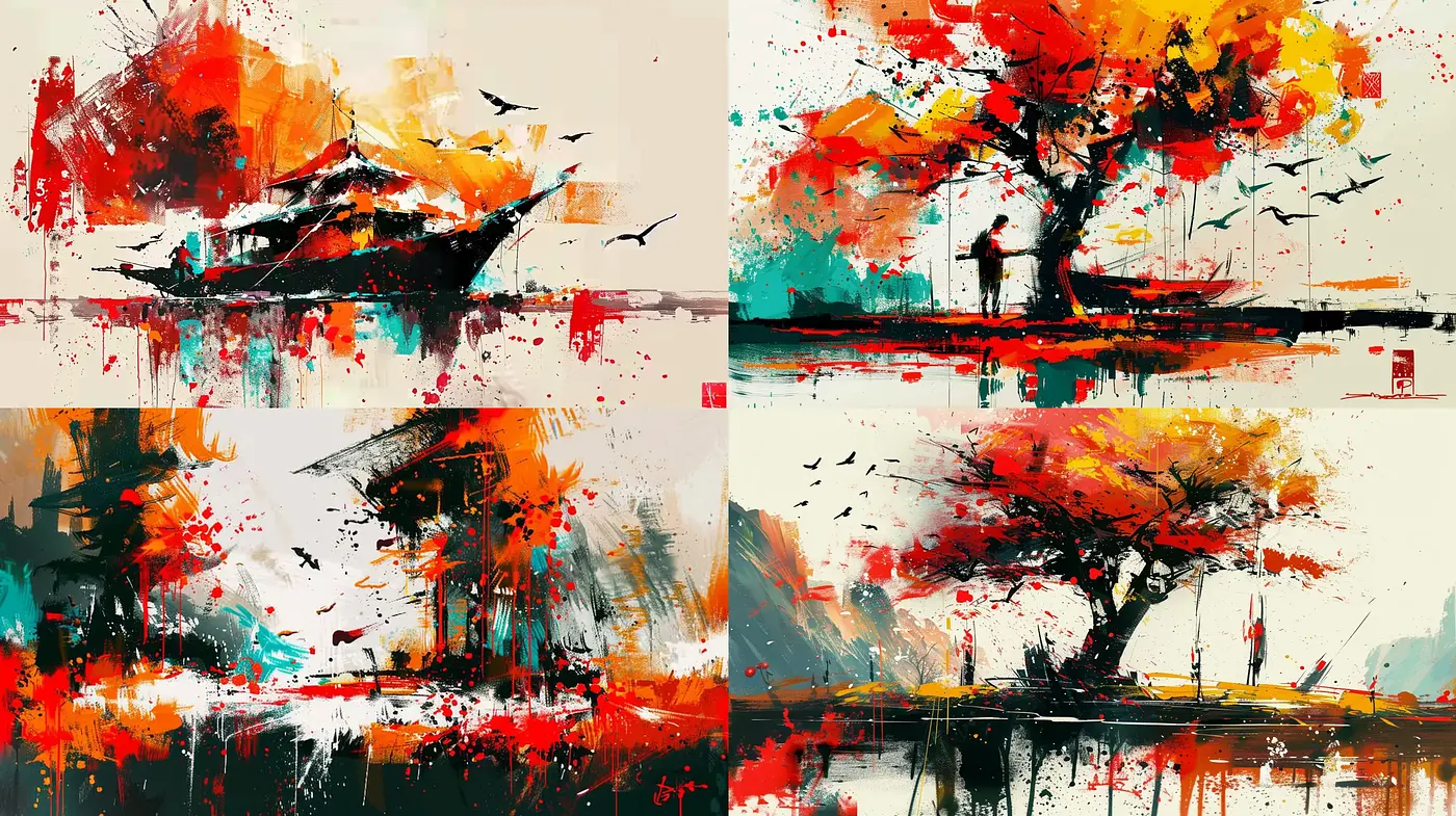 Abstract Expressionist Fusion with Vivid Color Highlights - Midjourney sref style