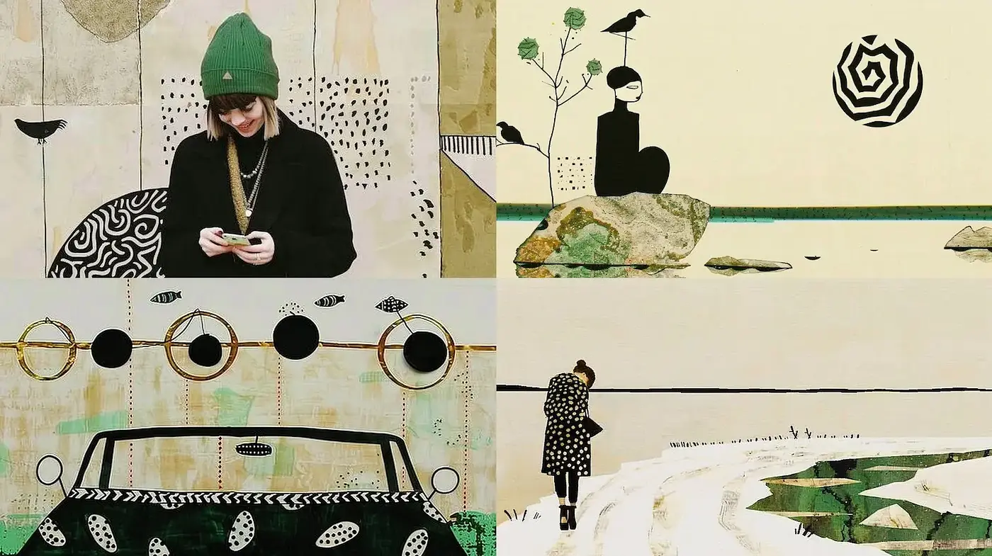 Graphic and Whimsical Contemporary Art Influenced by Minimalism - Midjourney sref style