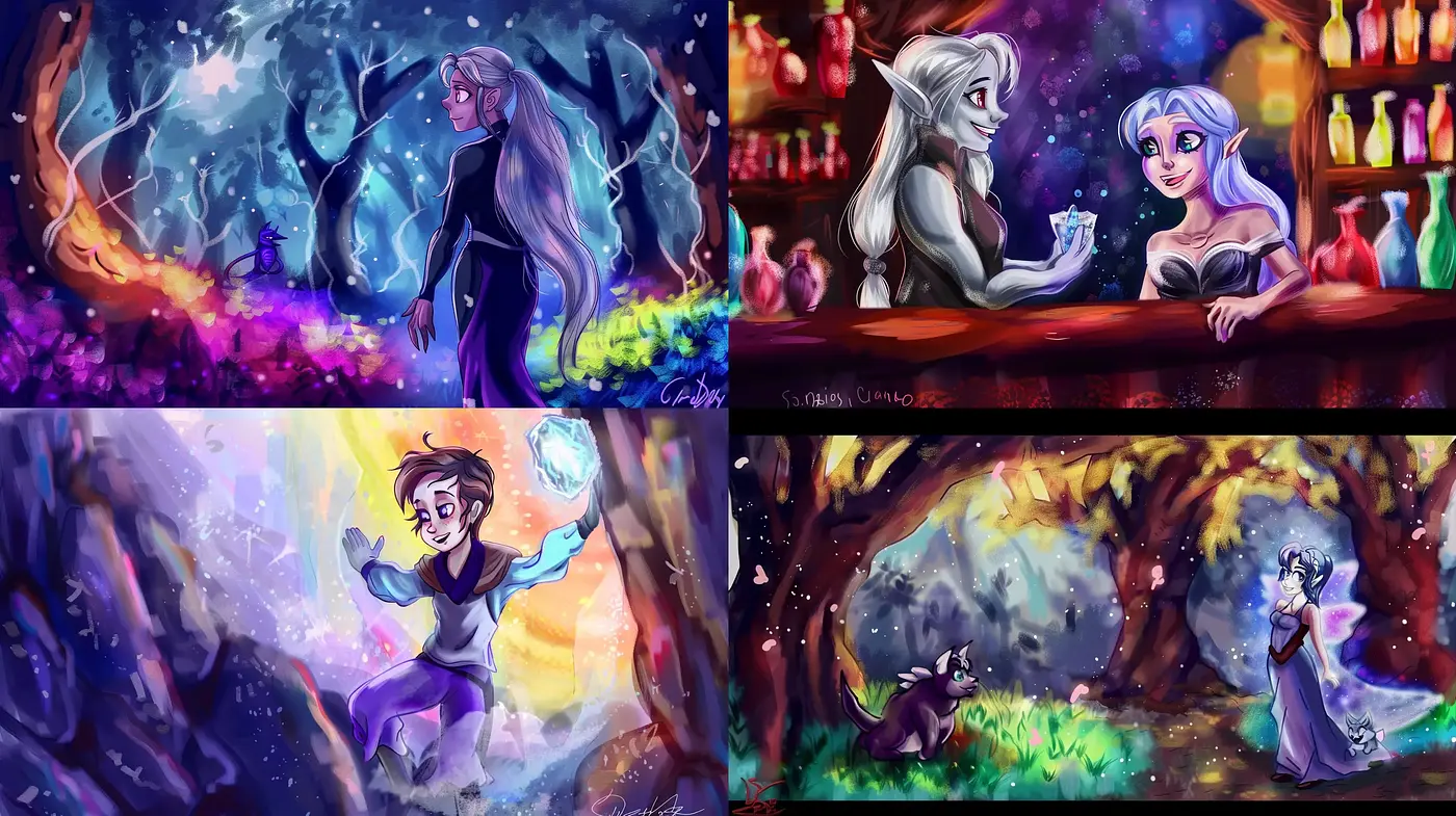 Enchanted Whimsy: A Fusion of Fantasy and Vibrant Storybook Illustration - Midjourney sref style