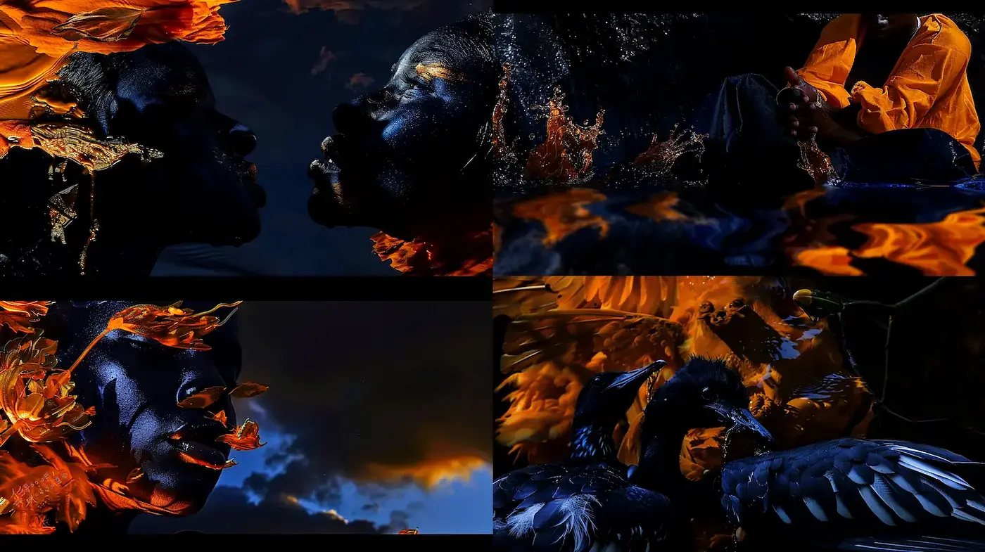 Mystical Elements with a Contrast of Light and Dark - Midjourney sref style
