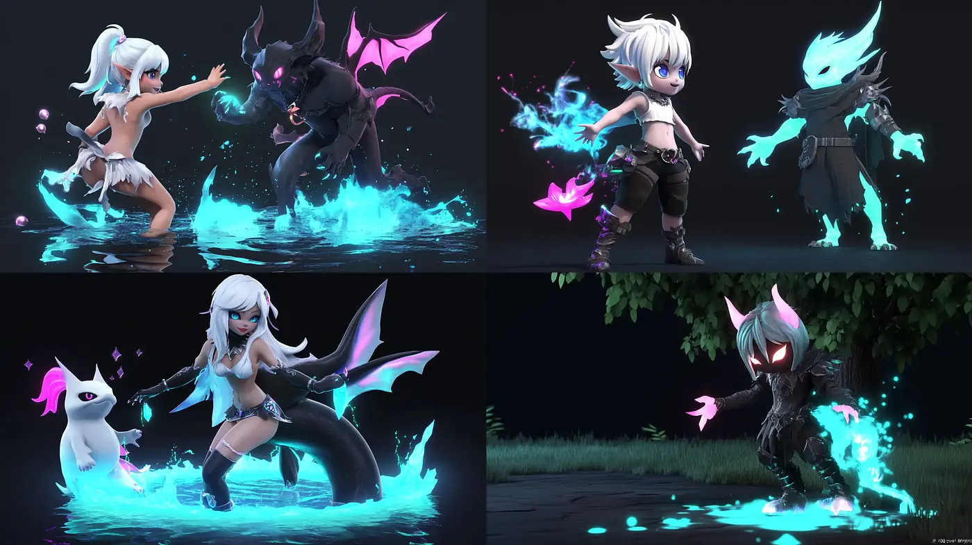 Ethereal Fantasy with Neon Contrasts and Sleek Surfaces - Midjourney sref style