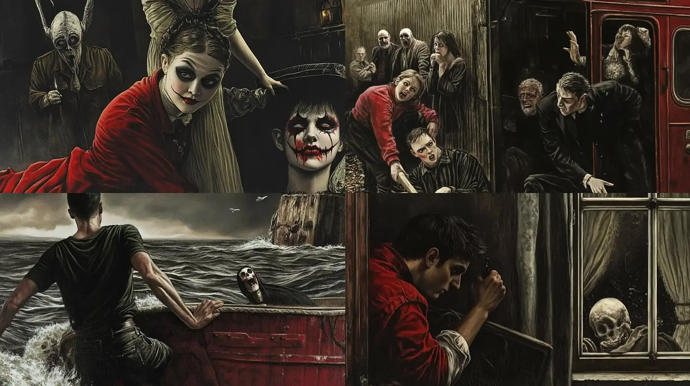 Gloomy Cinematic Tableaus with a Surreal Macabre Twist - Midjourney sref style