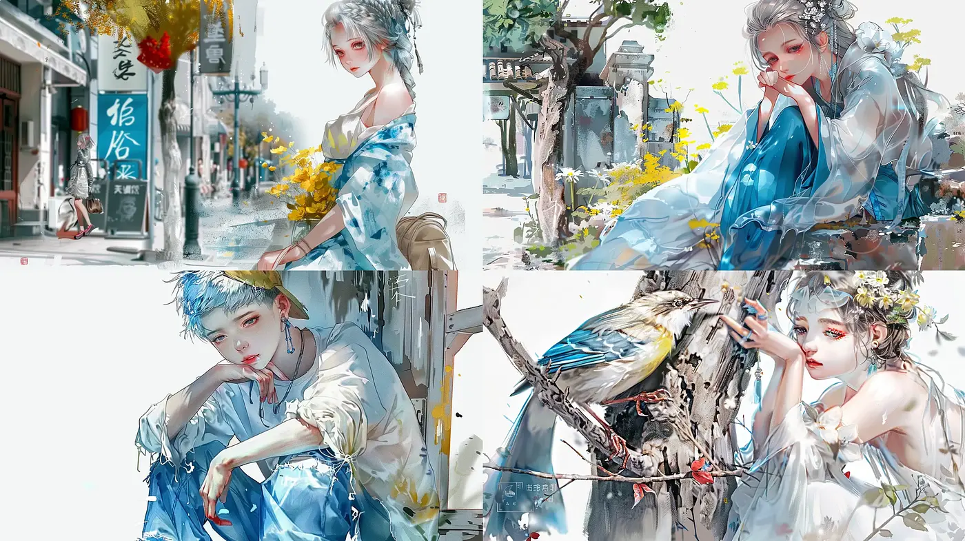 Ethereal Elegance in Watercolor Harmony: A Modern Take on Traditional Asian Aesthetics - Midjourney sref style