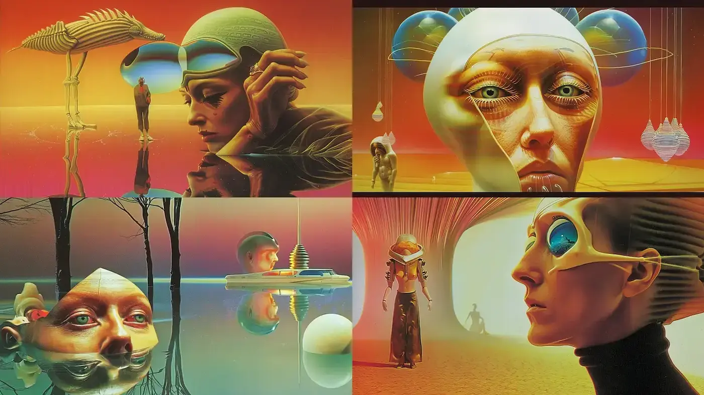 Surrealistic and Futuristic Dreamscapes with a Touch of Neo-Surrealism - Midjourney sref style