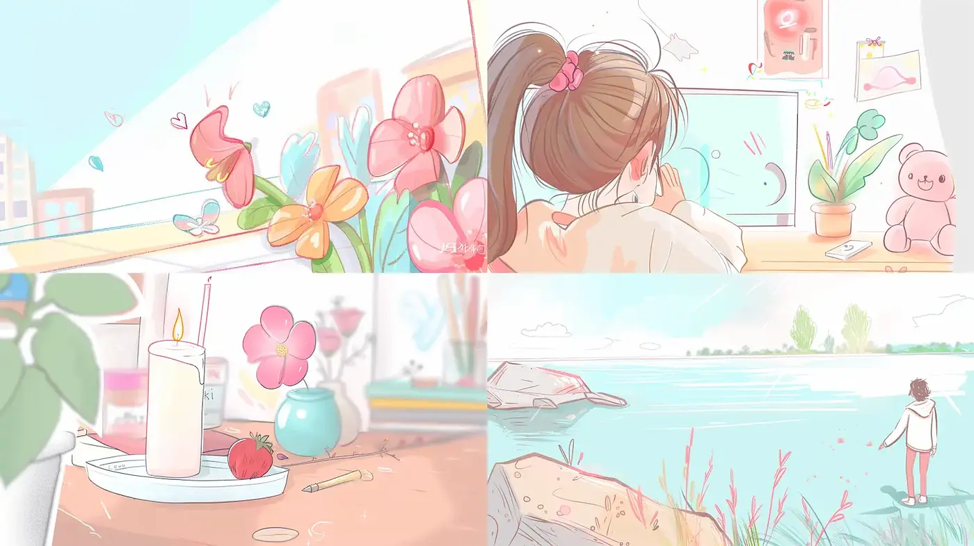 Charming and Whimsical Soft Illustration Style with Consistent Themes - Midjourney sref style