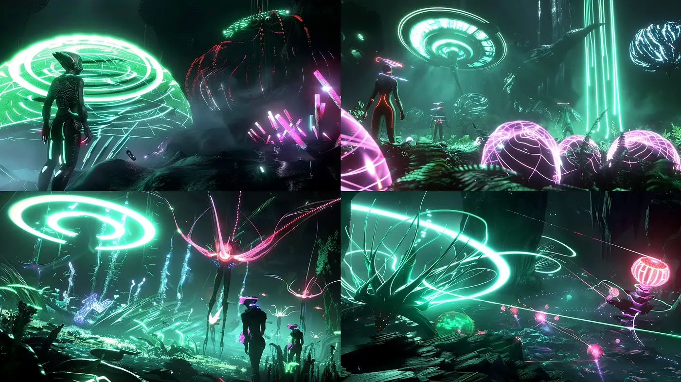 Neon Nocturnes: A Cyberspace Dreamscape - Midjourney sref style