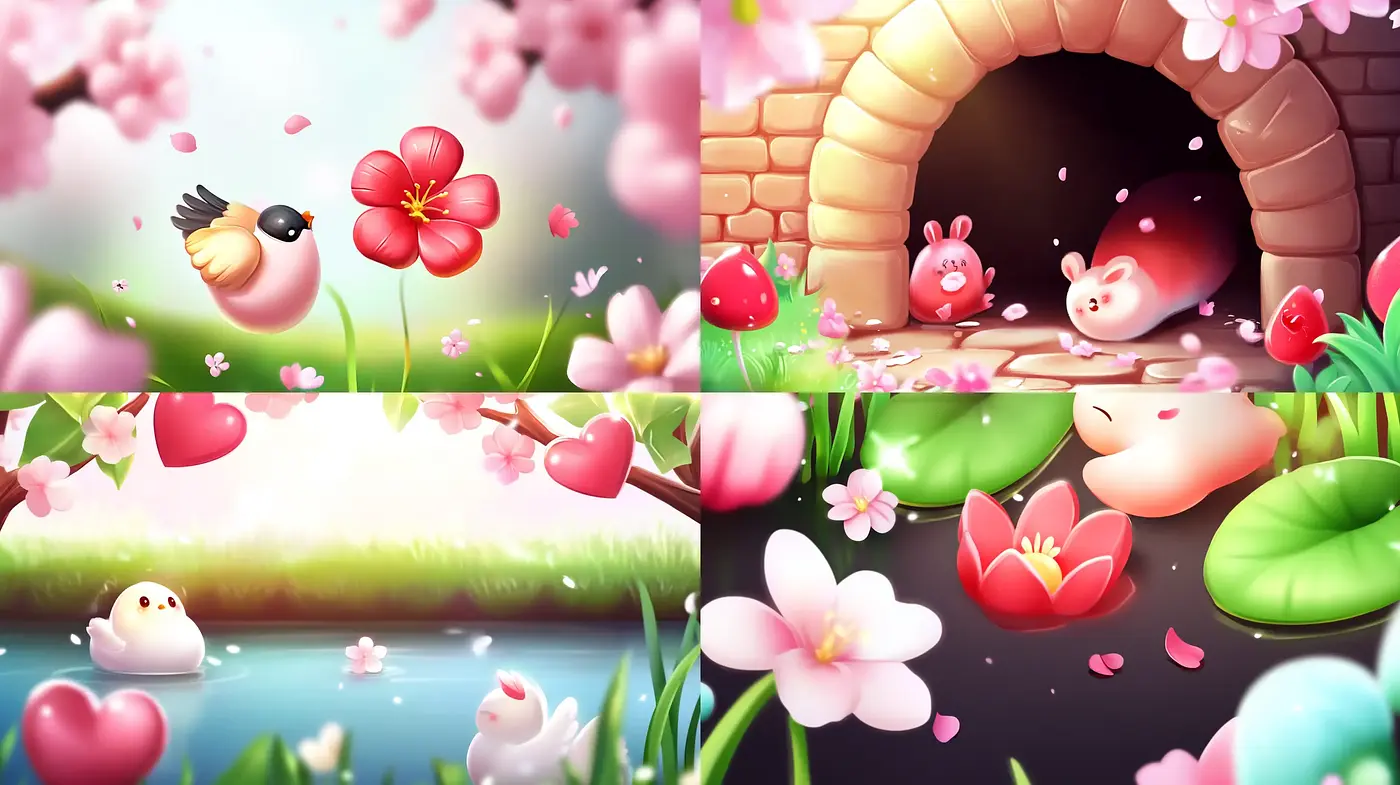 Whimsical Pastel Garden: A Serene and Playful Digital Art Style - Midjourney sref style