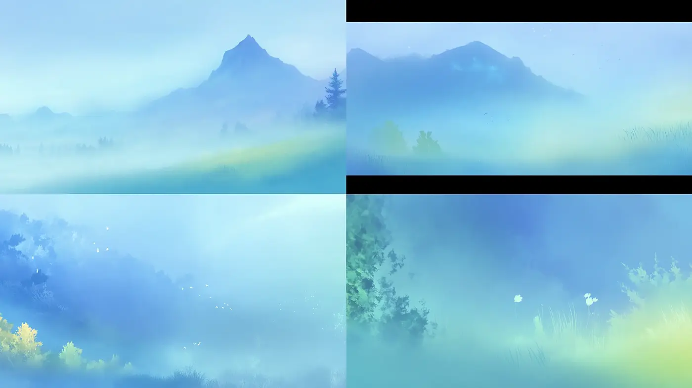 Ethereal Morning Hues in Misty Landscapes - Midjourney sref style