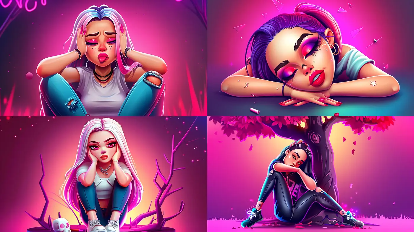 Luminous Dreamscape Portraiture in Neon Hues - Midjourney sref style