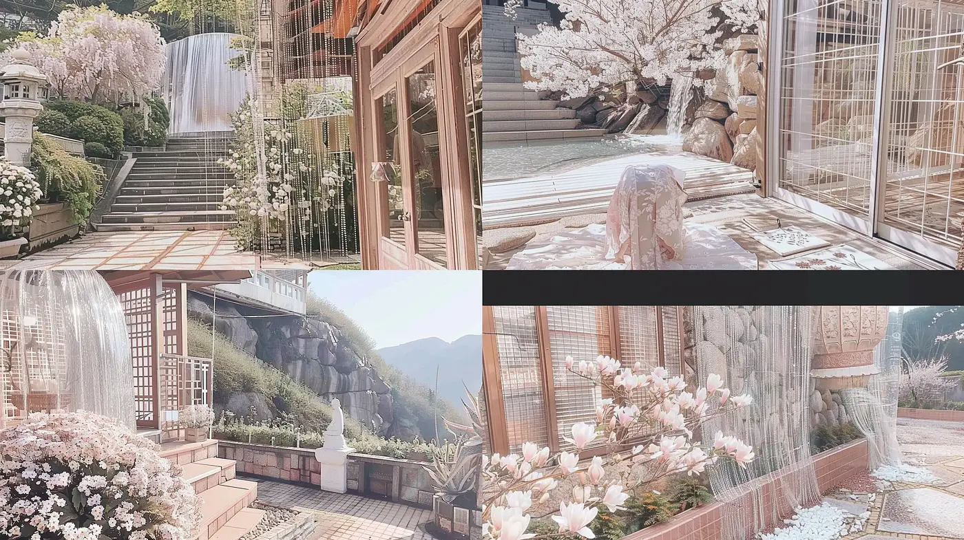 Idyllic Pastel Haven: A Serene Compilation of Soft-Hued Garden Vistas - Midjourney sref style