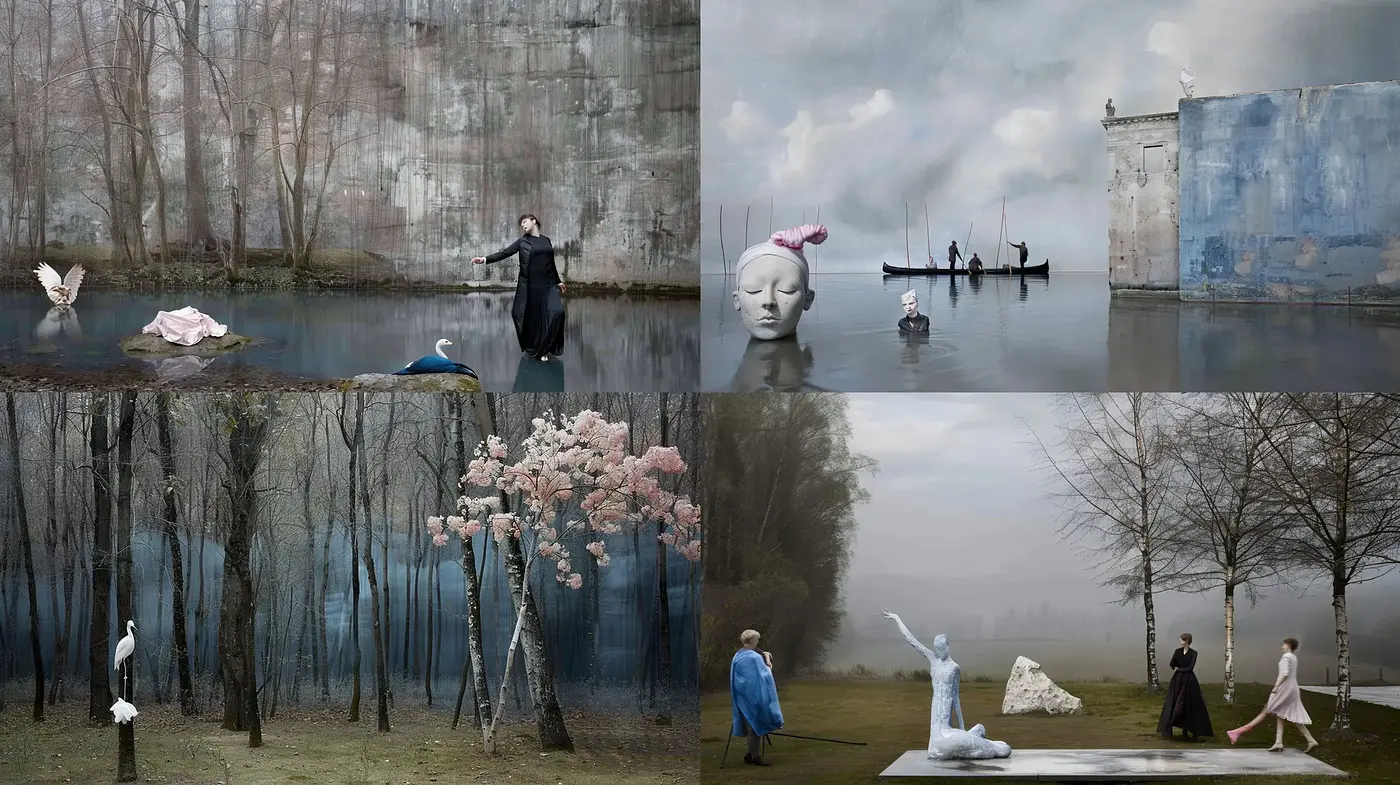 Ethereal Serenity in Monochrome Hues with Surrealistic Undertones - Midjourney sref style