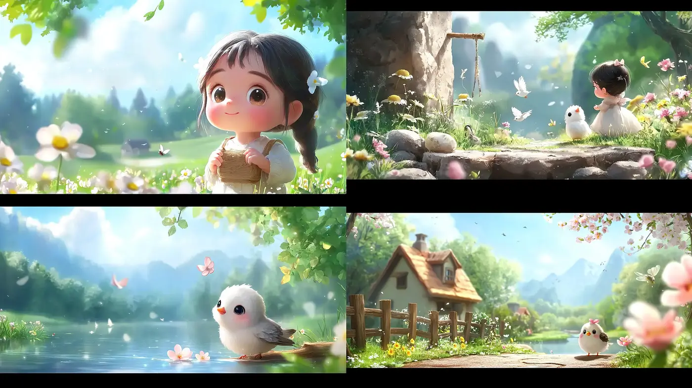 Enchanted Pastoral Harmony in Lush Animated Nature - Midjourney sref style