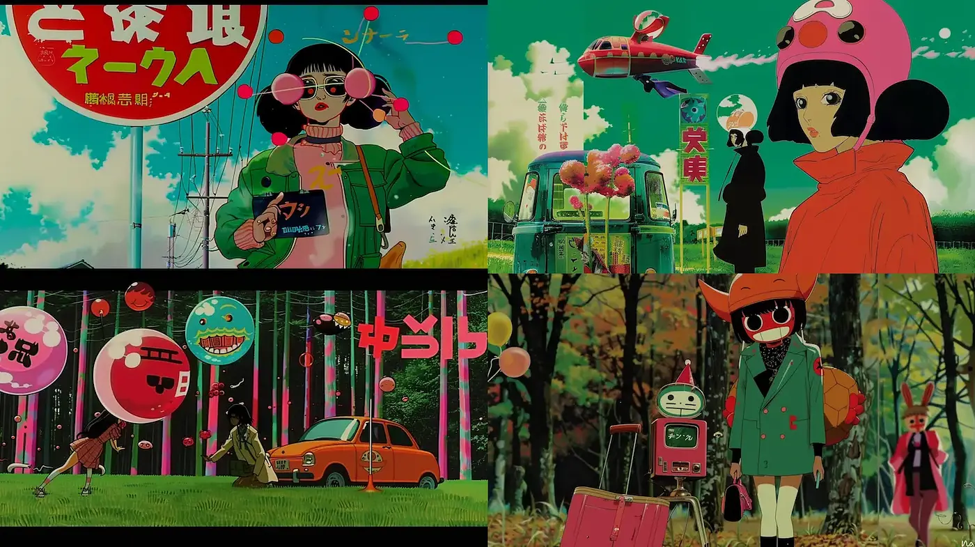 Vibrant Futuristic Pop Art with a Touch of Retro Nostalgia - Midjourney sref style