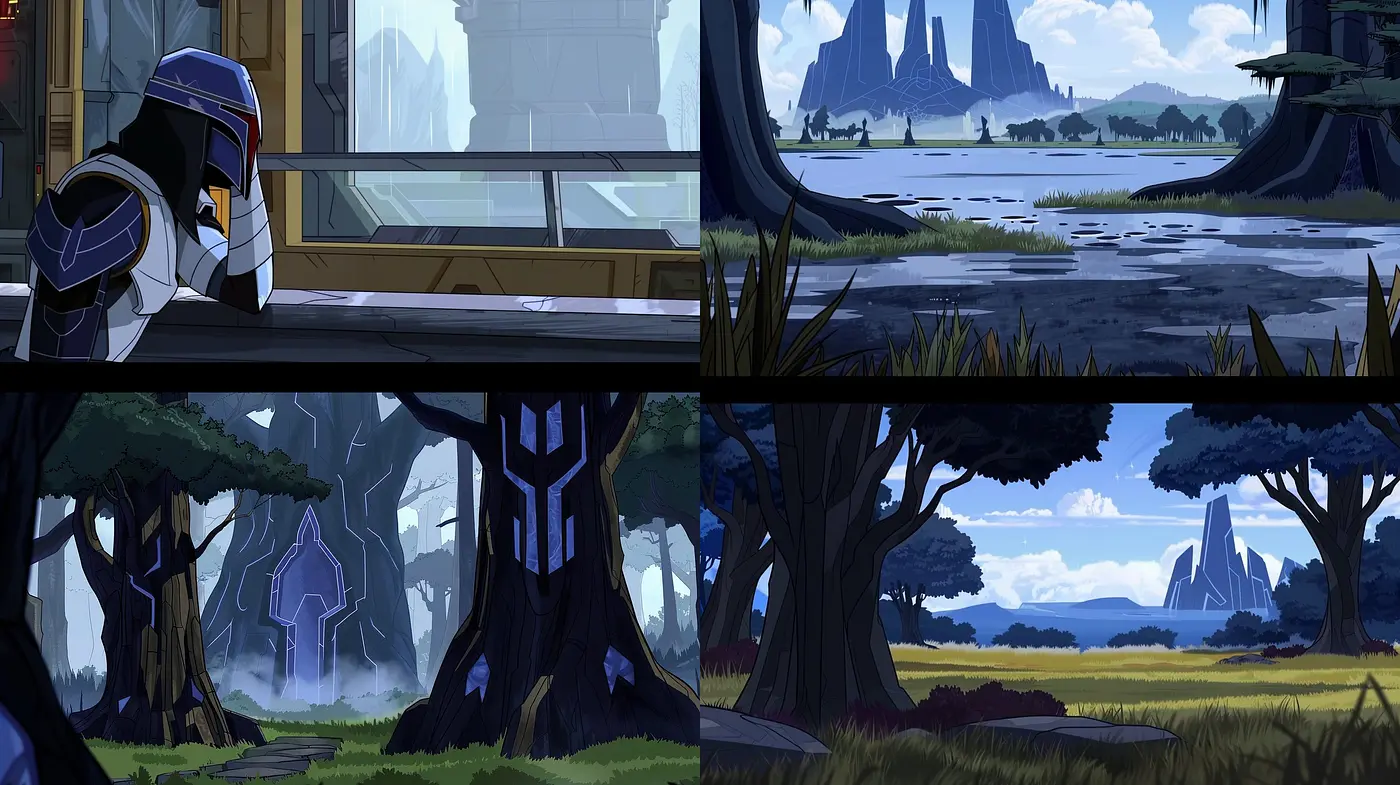 Serene Narrative Tableaus with Saturated Storybook Chromatism - Midjourney sref style