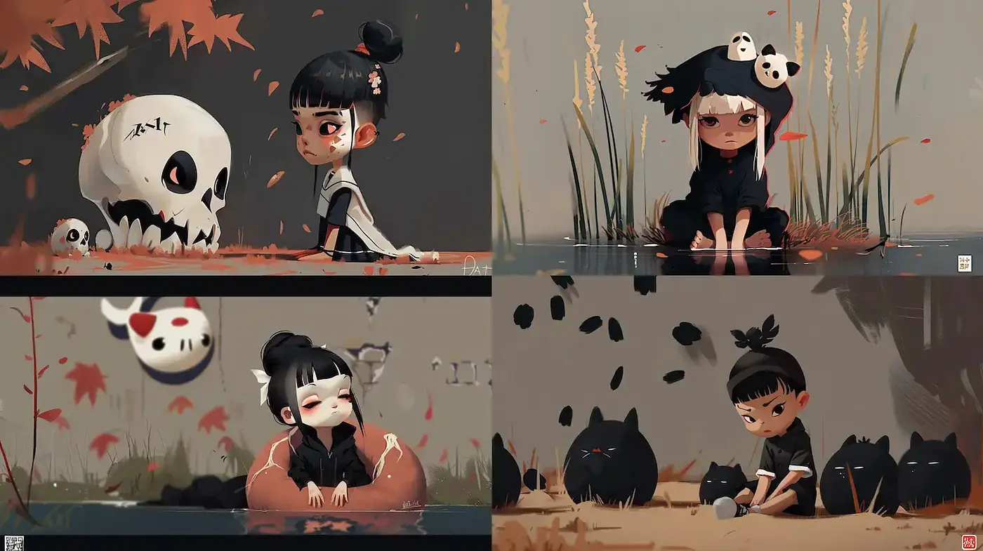 Whimsical and Playful Illustrations with a Unique Aesthetic - Midjourney sref style