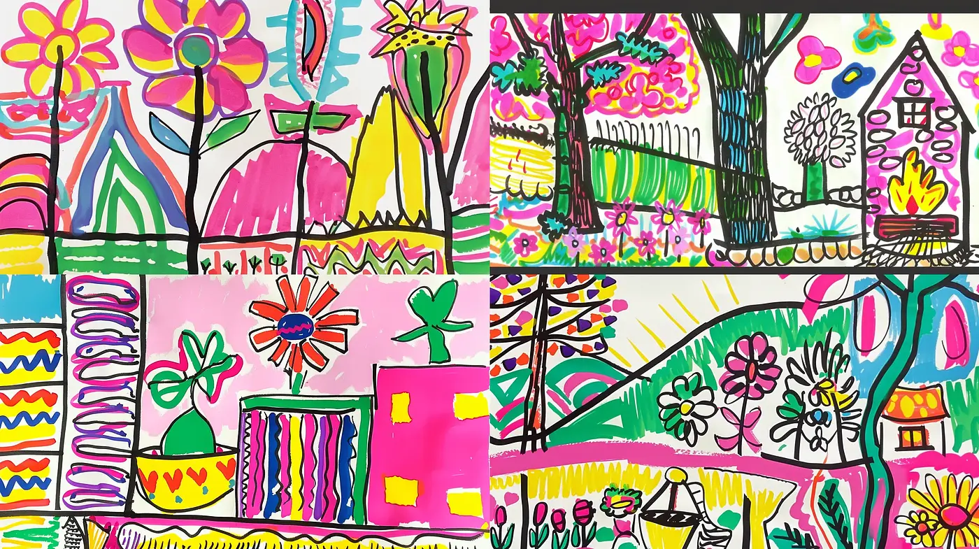 Vibrant Naive Art-Inspired Whimsical Imagery - Midjourney sref style