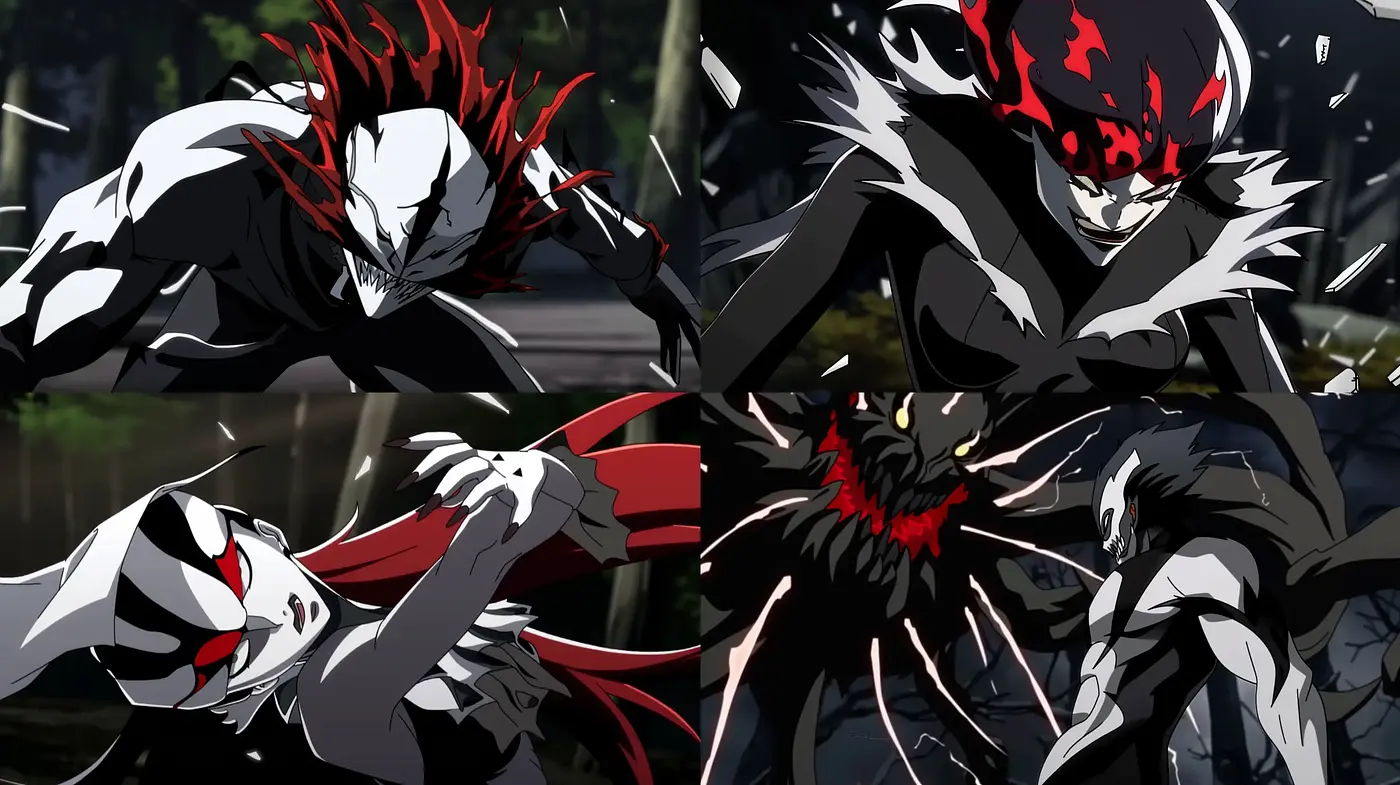 Dynamic Anime-Inspired Action with Bold Contrasting Colors - Midjourney sref style