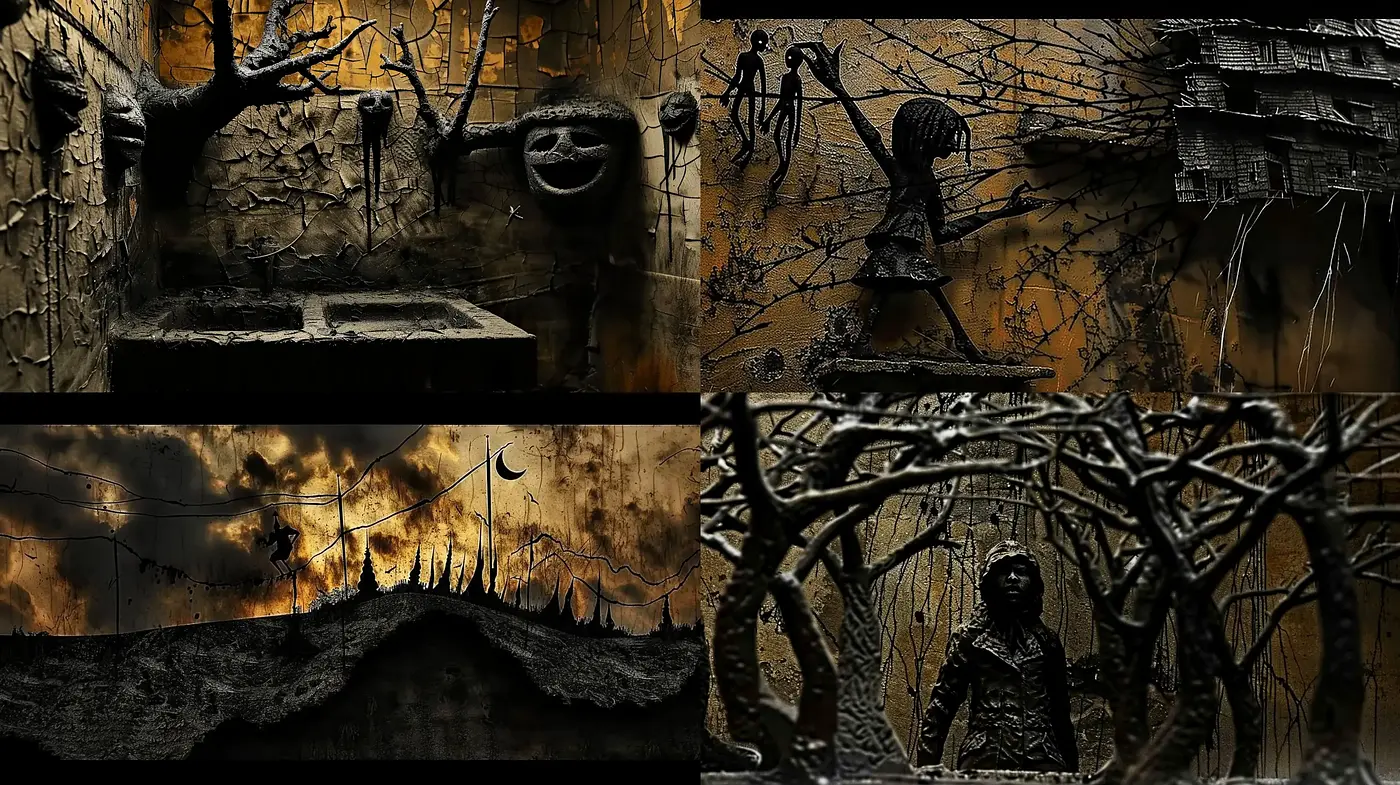 Eerie Apocalyptic Visions with a Dark Fantasy Flair - Midjourney sref style