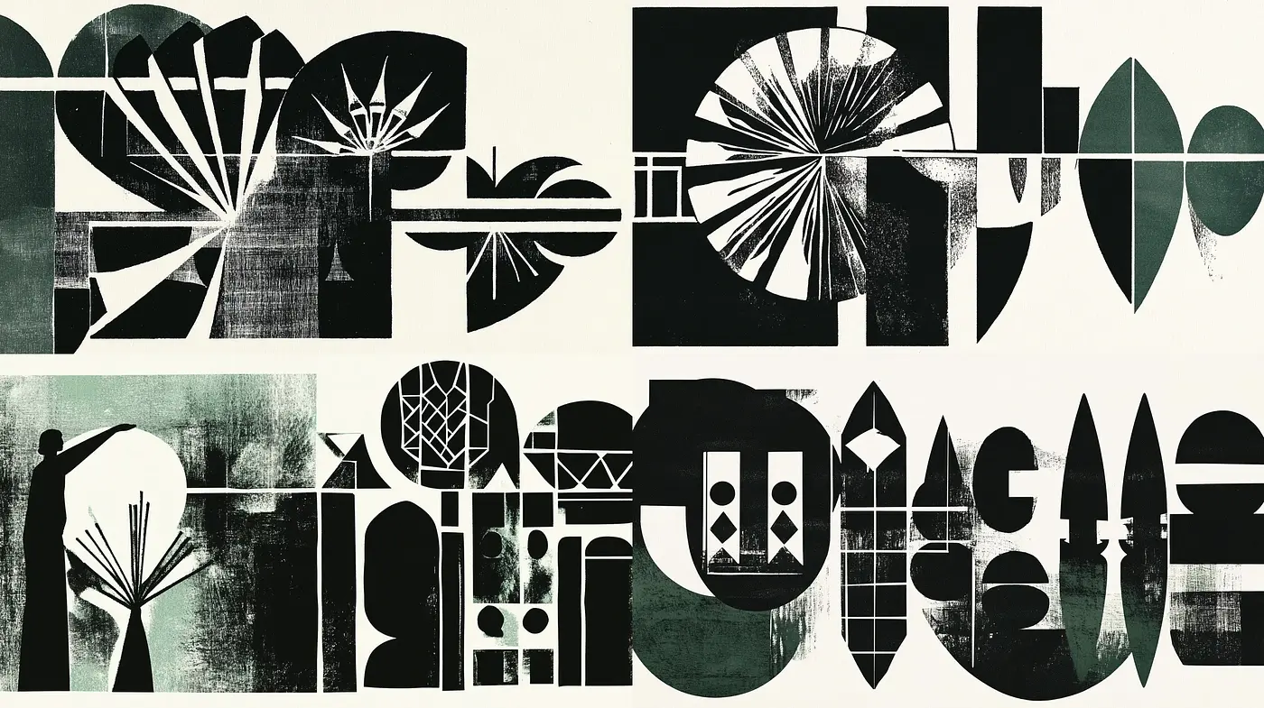 Abstract Geometric Harmony in Monochrome - Midjourney sref style
