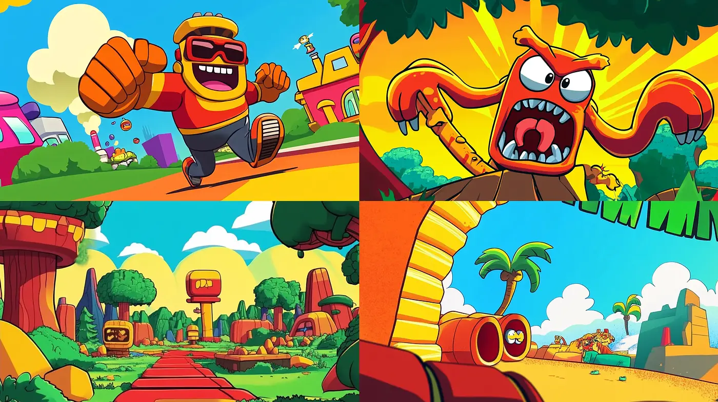 Vibrant Animated Adventure: A Fusion of Cartoon Dynamism and Vivid Colors - Midjourney sref style