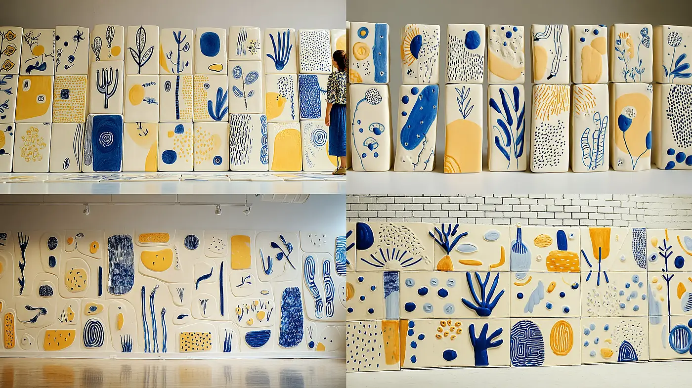 Repetitive and Organic Textured Wall Art with a Minimalistic Touch - Midjourney sref style