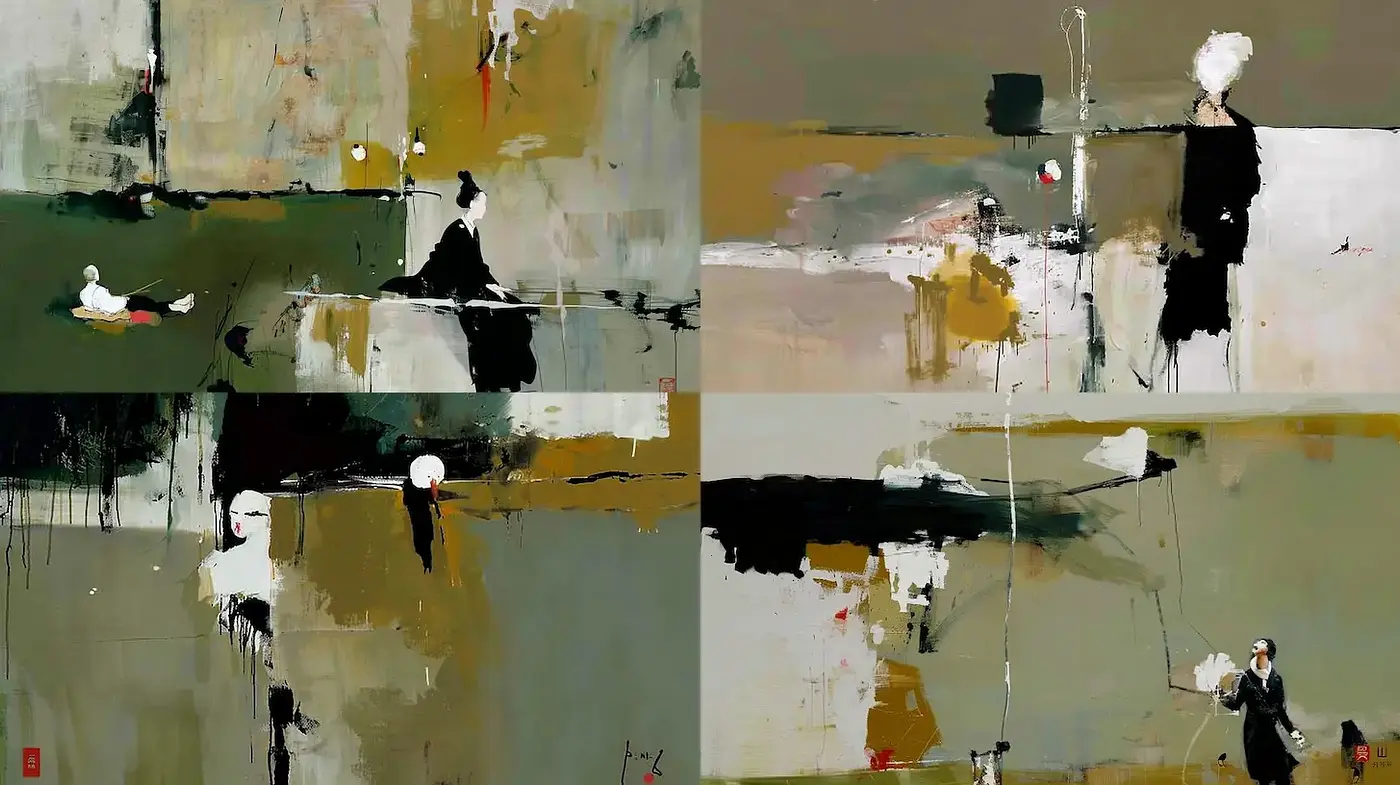 Abstract minimalism with contemporary influences - Midjourney sref style